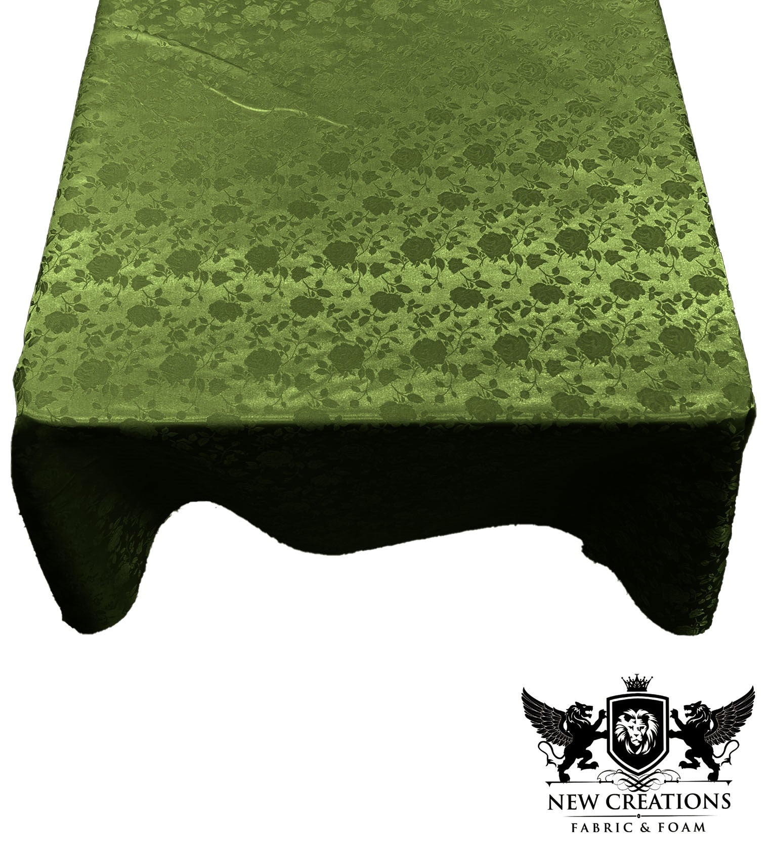 SQUARE TABLECLOTH ROSES JACQUARD SATIN (58" Inches x 58" Inches) - New Creations Fabric & Foam Inc