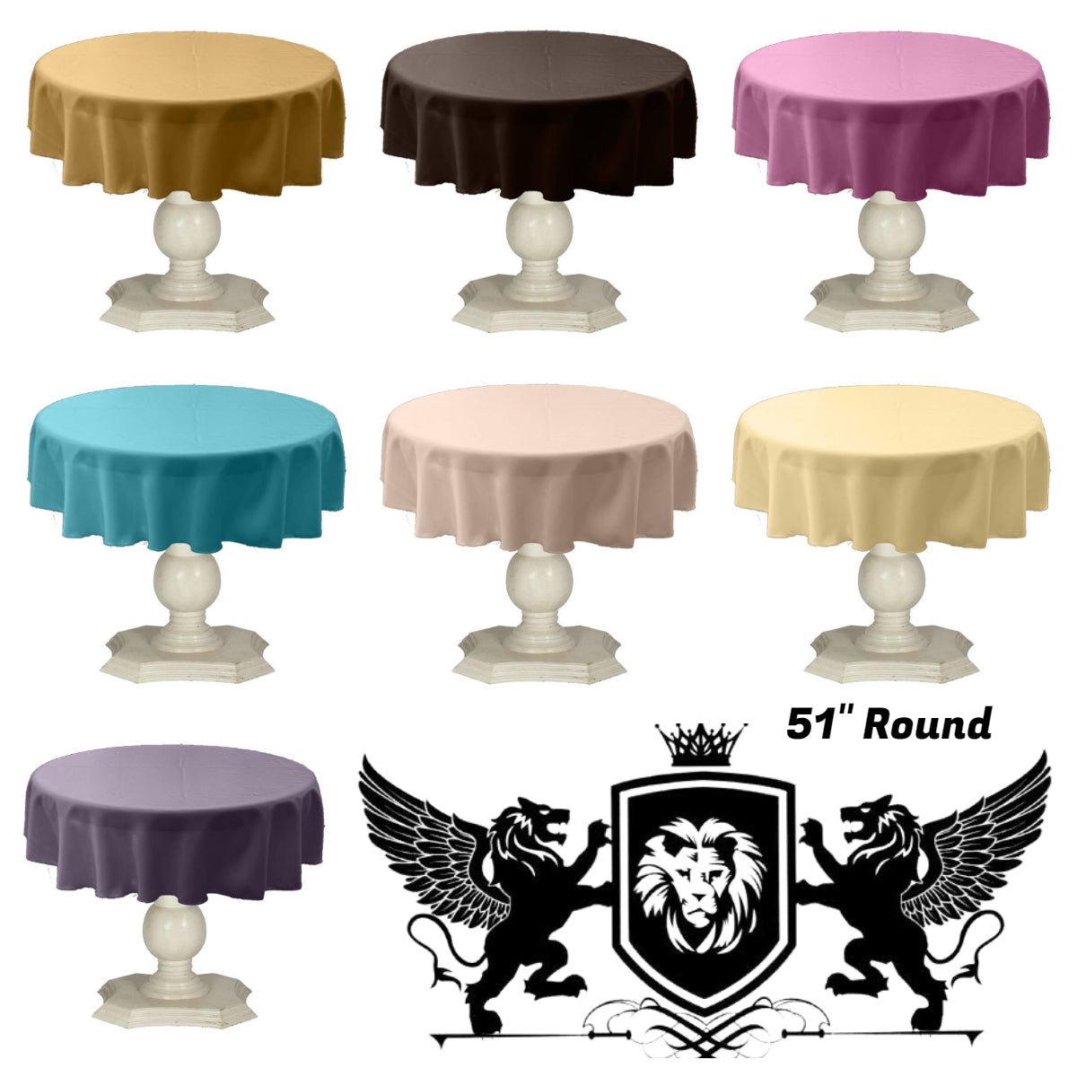 TABLECLOTH DULL BRIDAL SATIN (51" Round) - New Creations Fabric & Foam Inc