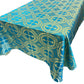 Turquoise/Gold - SQUARE METALLIC CROSS JACQUARD SATIN - New Creations Fabric & Foam Inc