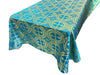 Turquoise/Gold - SQUARE METALLIC CROSS JACQUARD SATIN - New Creations Fabric & Foam Inc