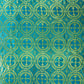 Turquoise/Gold - SQUARE METALLIC CROSS JACQUARD SATIN - New Creations Fabric & Foam Inc