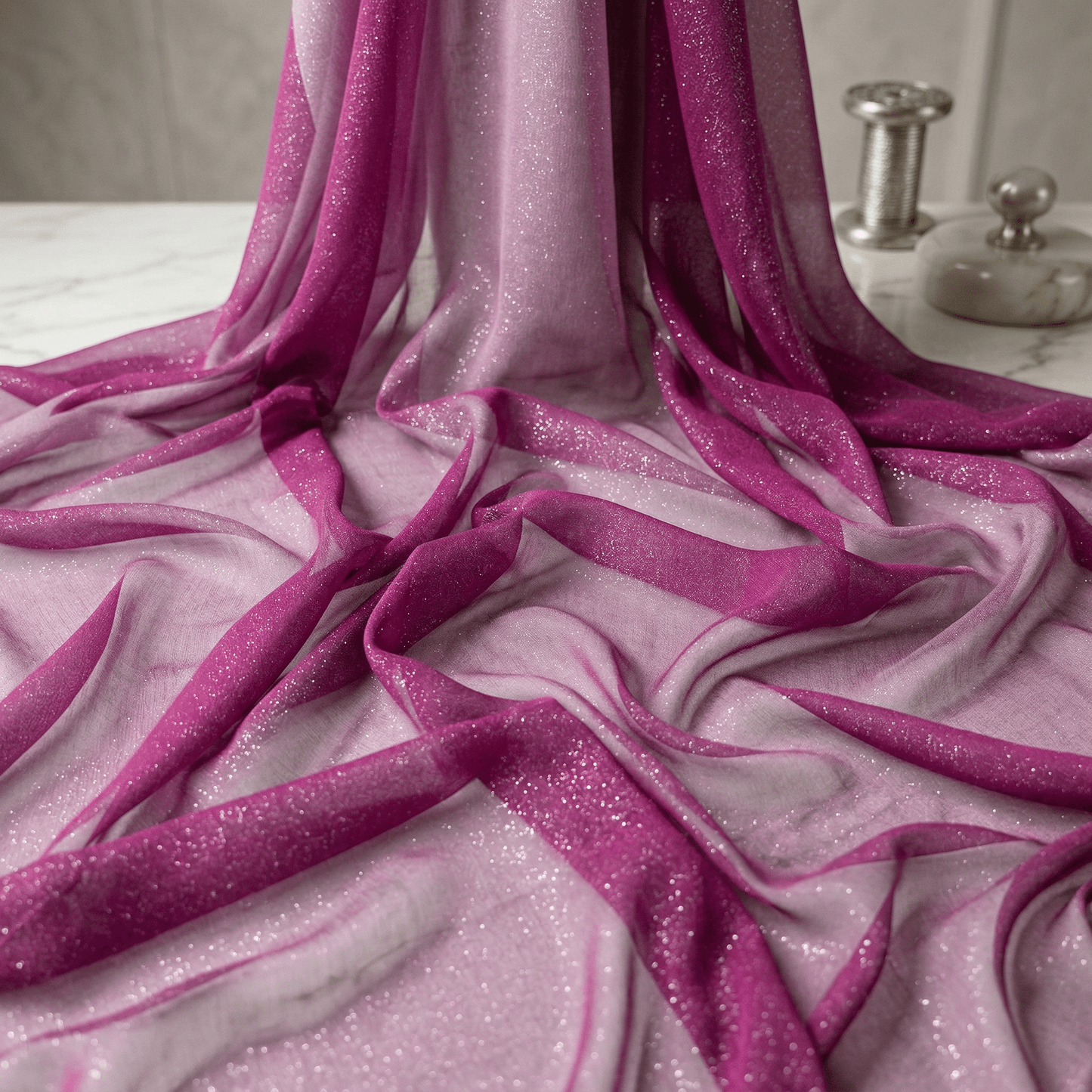Two Tone Chiffon Fabric 58” Wide by the Yard – Sheer Ombre Chiffon Fabric for Dresses, Draping, Scarves, Wedding Decor & Overlays - New Creations Fabric & Foam Inc