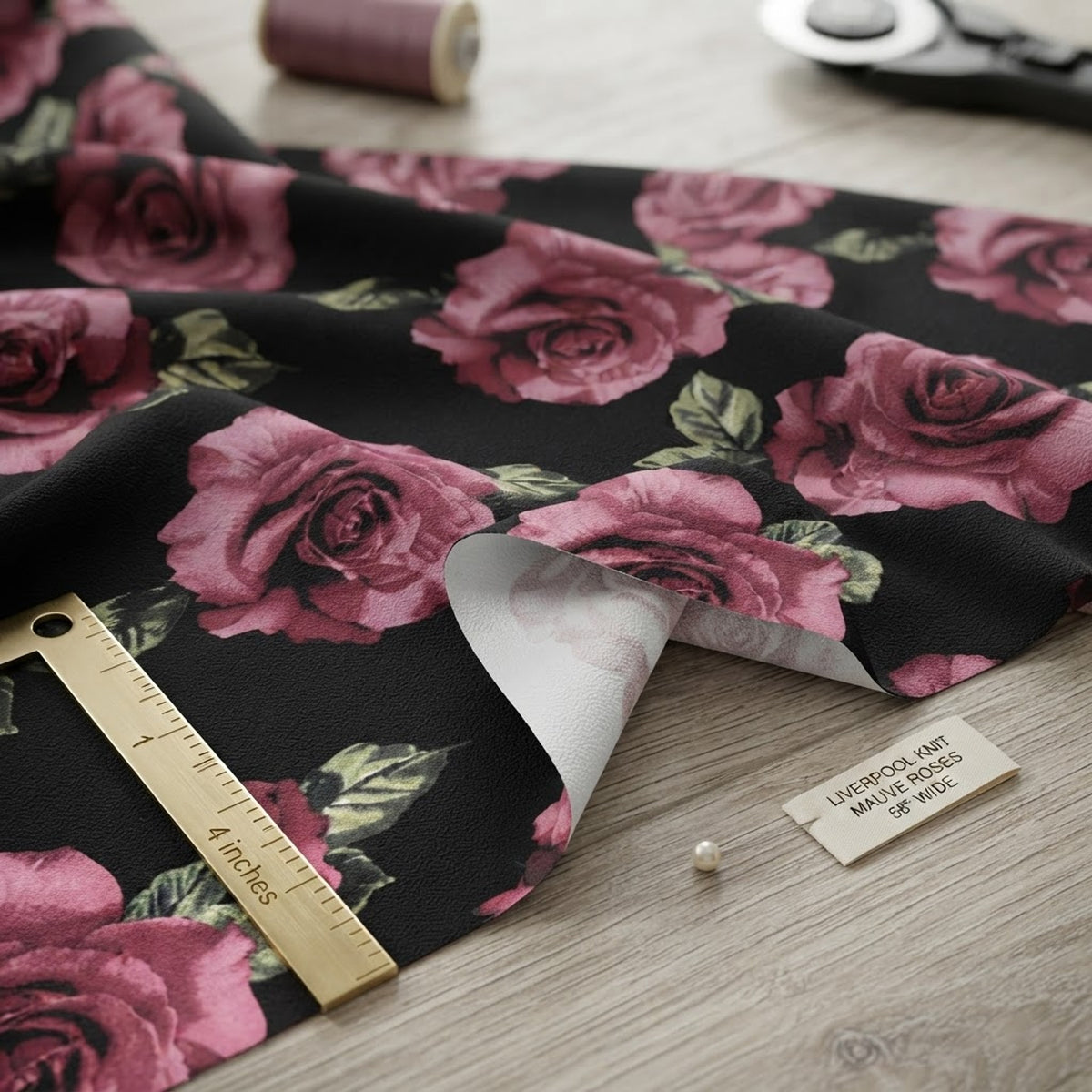 Floral Skirt Fabric, Liverpool Poly Spandex Knit 58" Wide