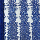 VEGAS BEADED FEATHER DESIGN ON MESH FABRIC (BY PANEL) - New Creations Fabric & Foam Inc