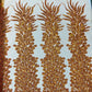 VEGAS BEADED FEATHER DESIGN ON MESH FABRIC (BY PANEL) - New Creations Fabric & Foam Inc