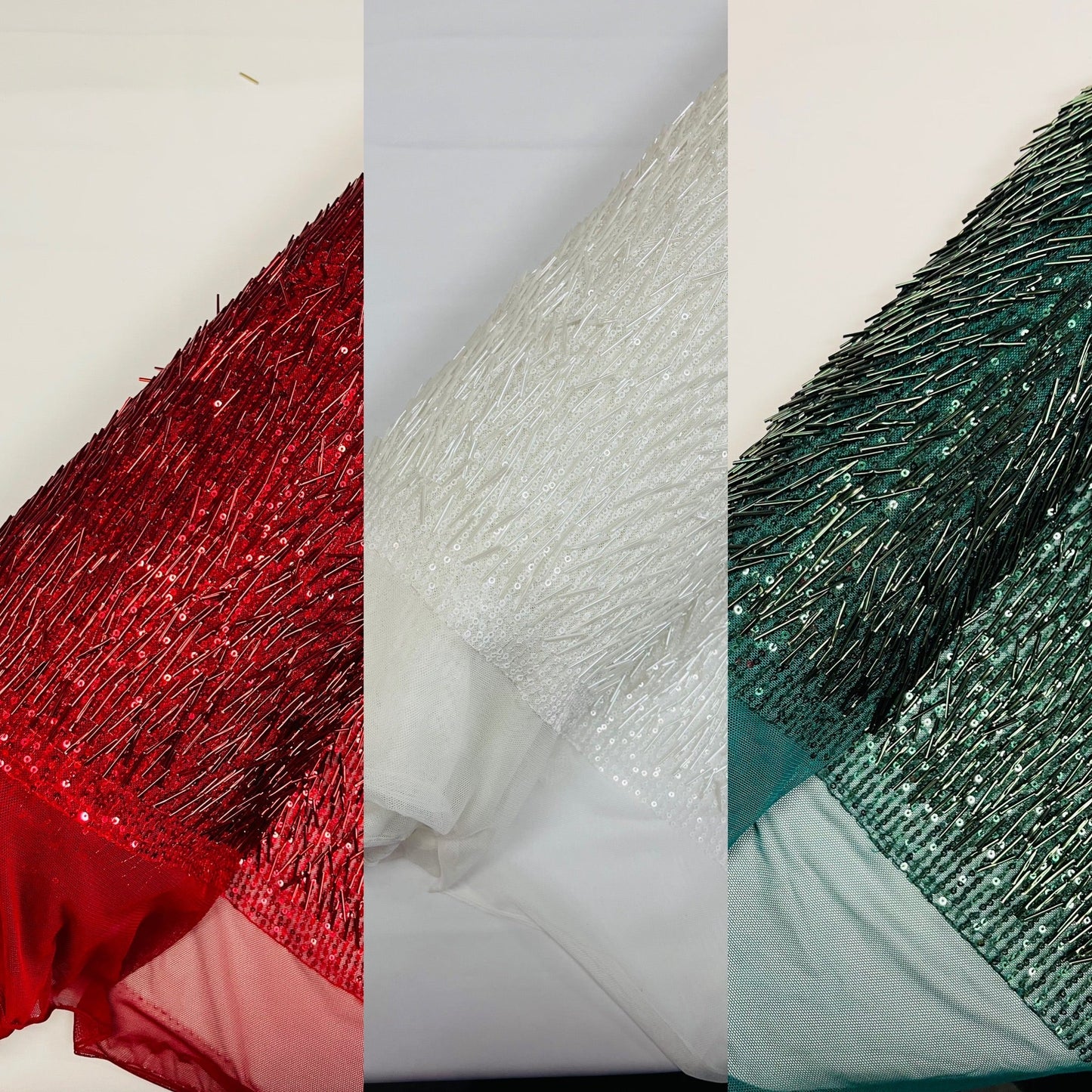 Vegas Beaded Sequin Stretch Mesh Fabric (By The Yard) - New Creations Fabric & Foam Inc