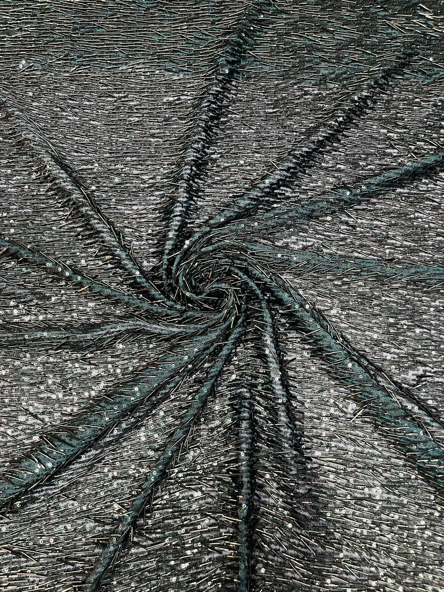 Vegas Beaded Sequin Stretch Mesh Fabric (By The Yard) - New Creations Fabric & Foam Inc