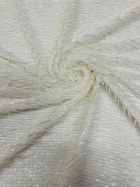 Vegas Beaded Sequin Stretch Mesh Fabric (By The Yard) - New Creations Fabric & Foam Inc