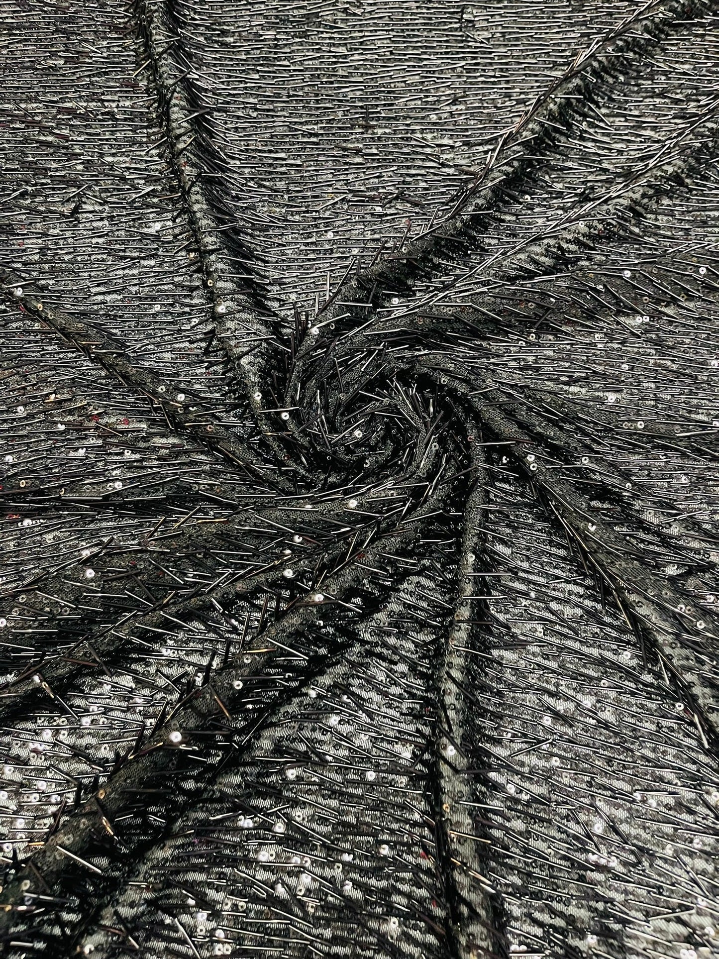 Vegas Beaded Sequin Stretch Mesh Fabric (By The Yard) - New Creations Fabric & Foam Inc