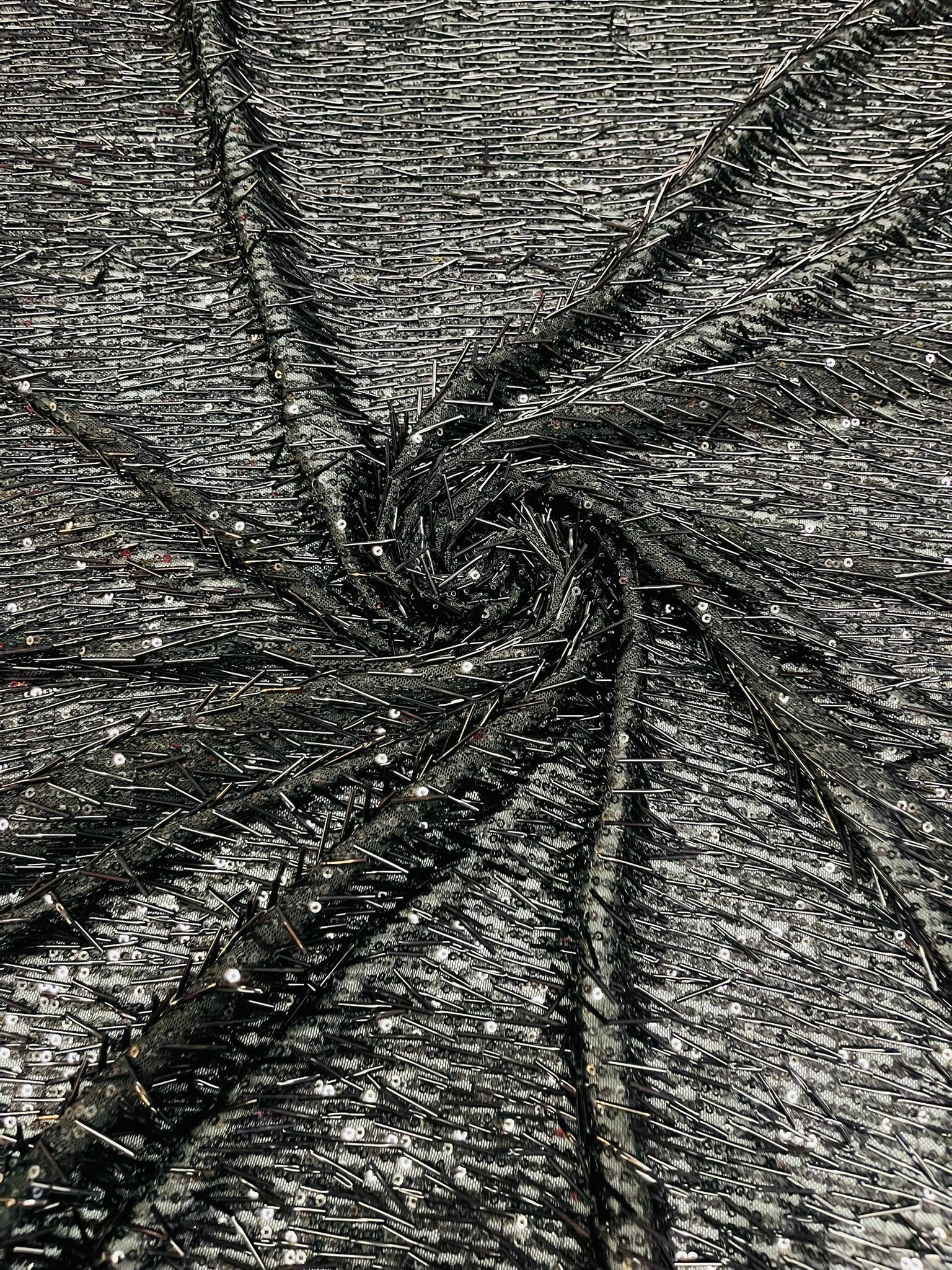 Vegas Beaded Sequin Stretch Mesh Fabric (By The Yard) - New Creations Fabric & Foam Inc