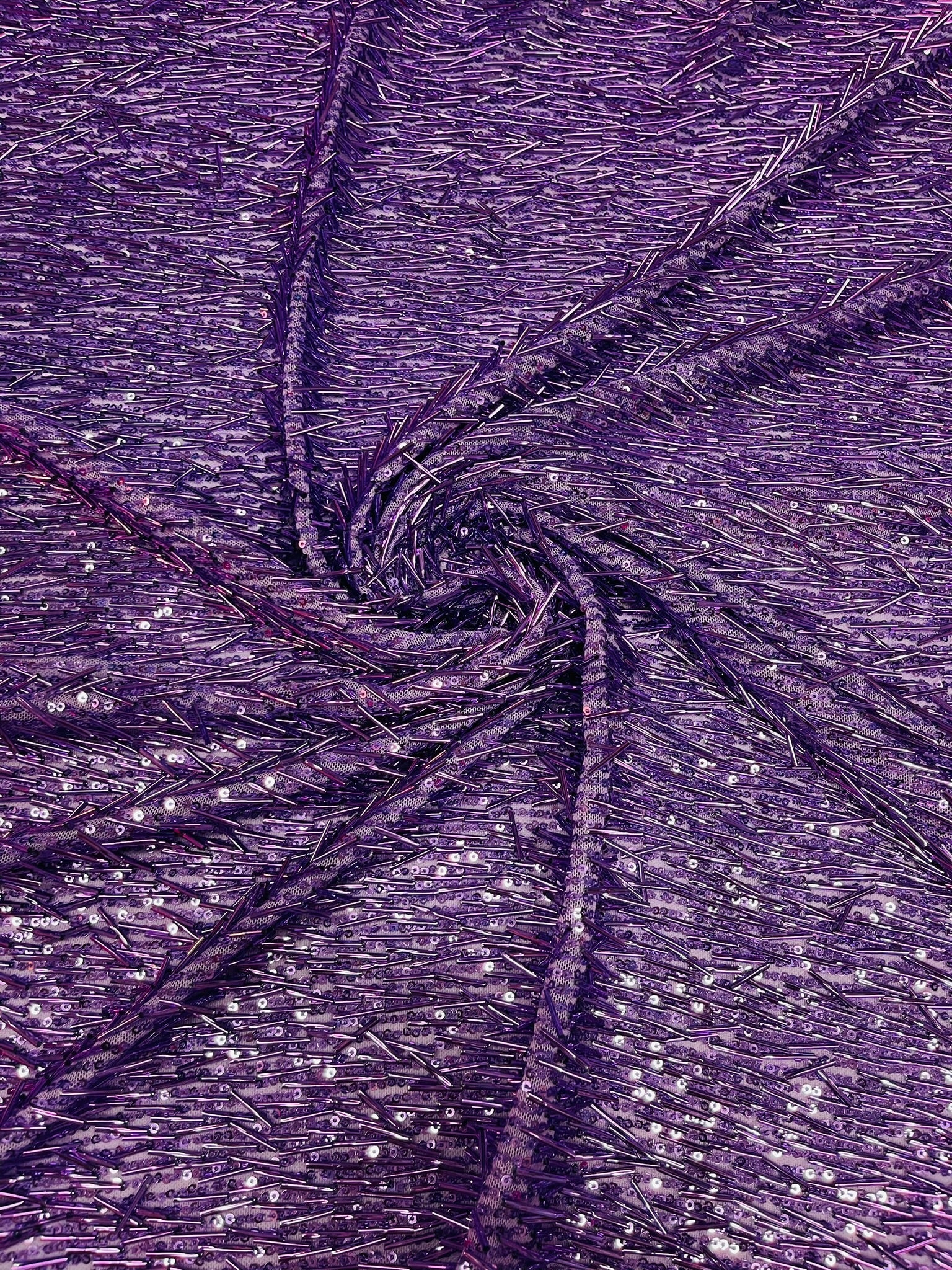 Vegas Beaded Sequin Stretch Mesh Fabric (By The Yard) - New Creations Fabric & Foam Inc