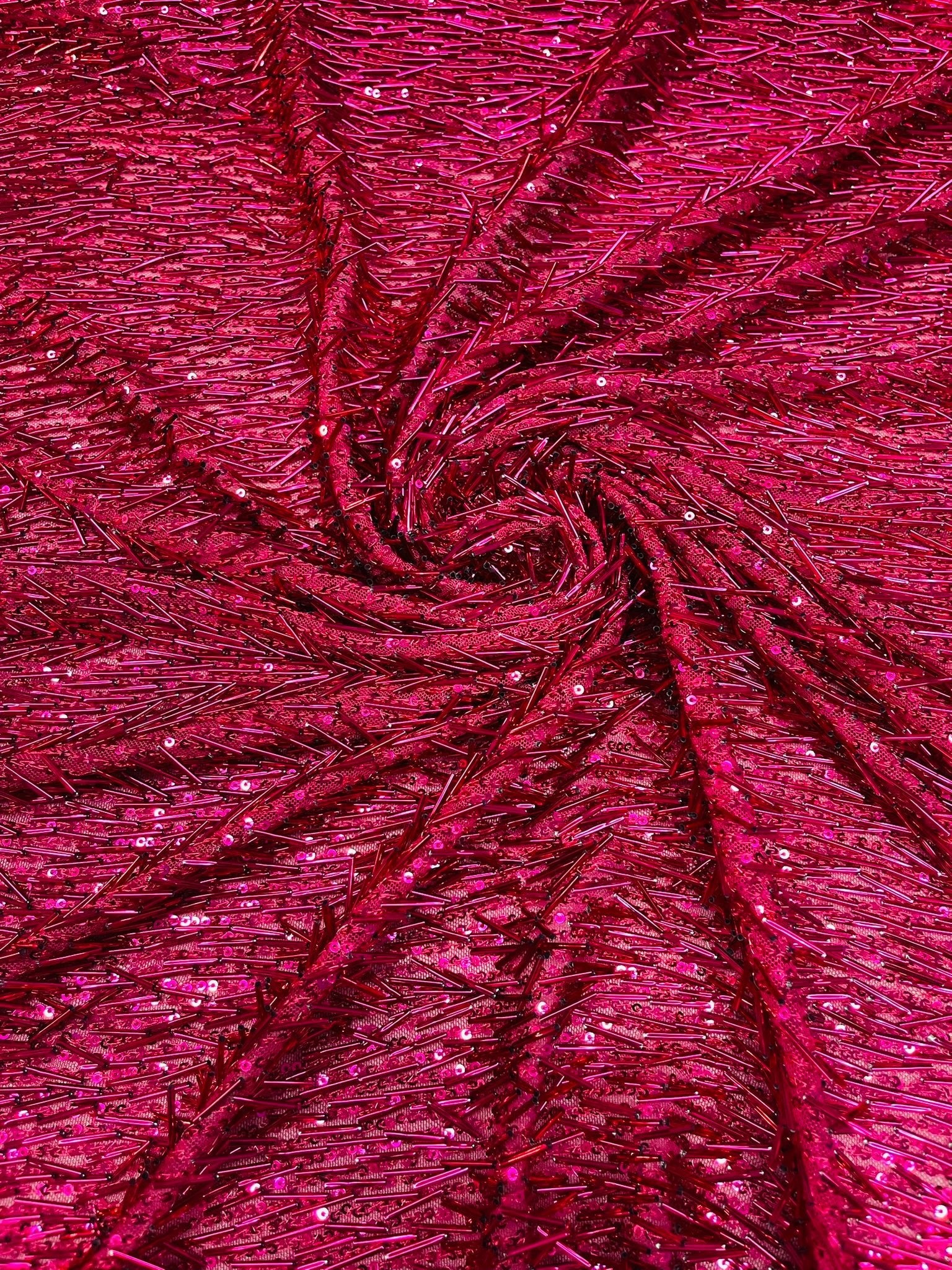 Vegas Beaded Sequin Stretch Mesh Fabric (By The Yard) - New Creations Fabric & Foam Inc