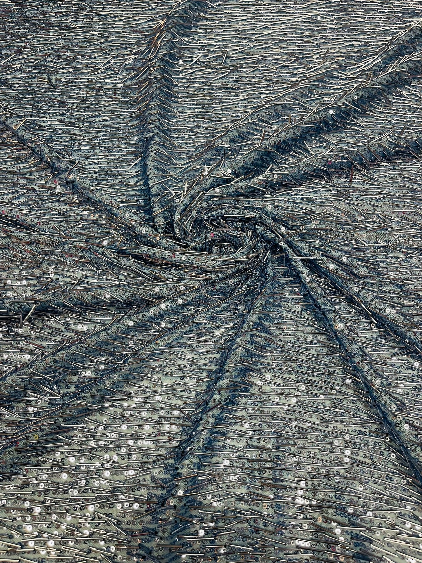 Vegas Beaded Sequin Stretch Mesh Fabric (By The Yard) - New Creations Fabric & Foam Inc