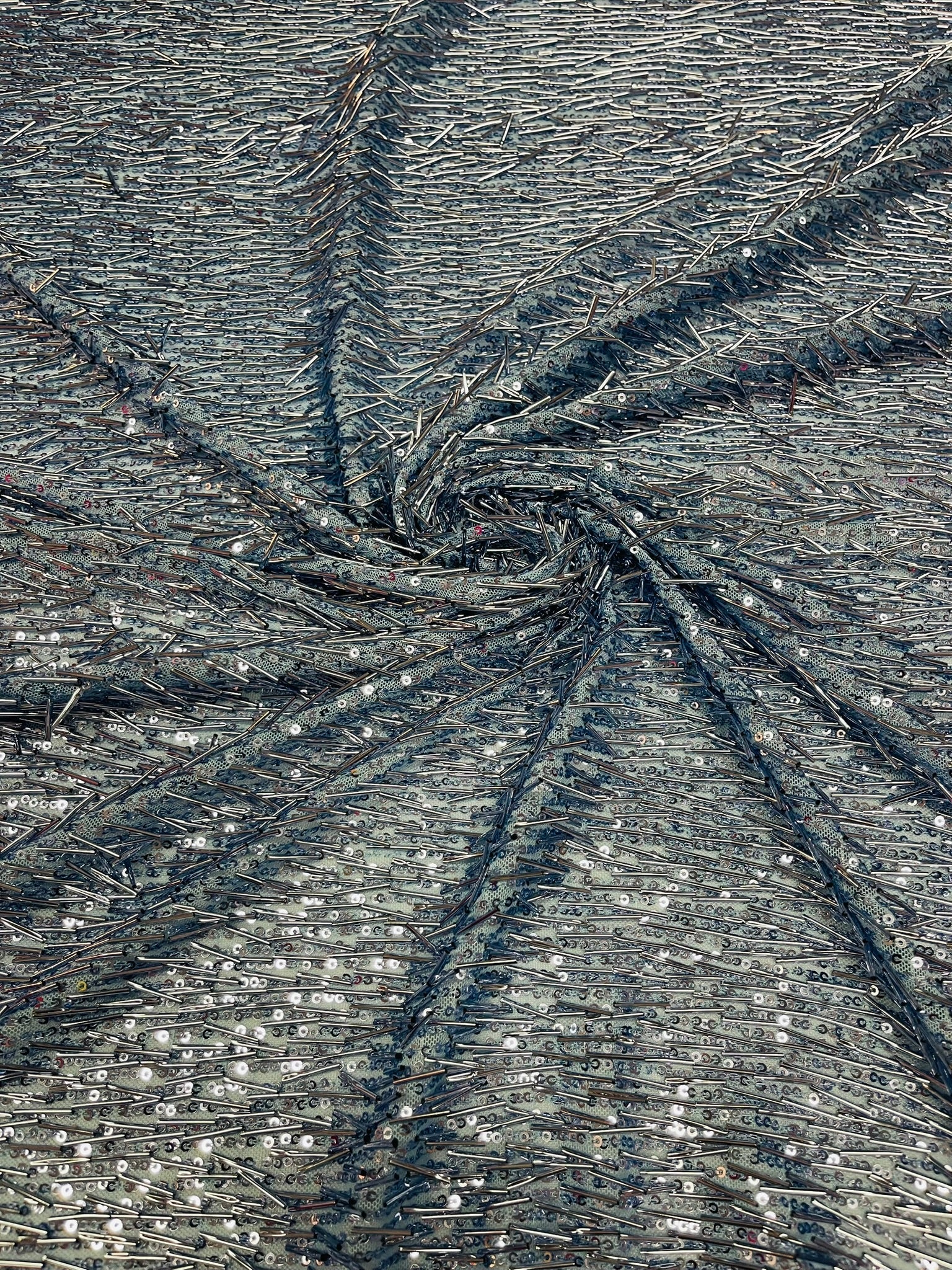 Vegas Beaded Sequin Stretch Mesh Fabric (By The Yard) - New Creations Fabric & Foam Inc
