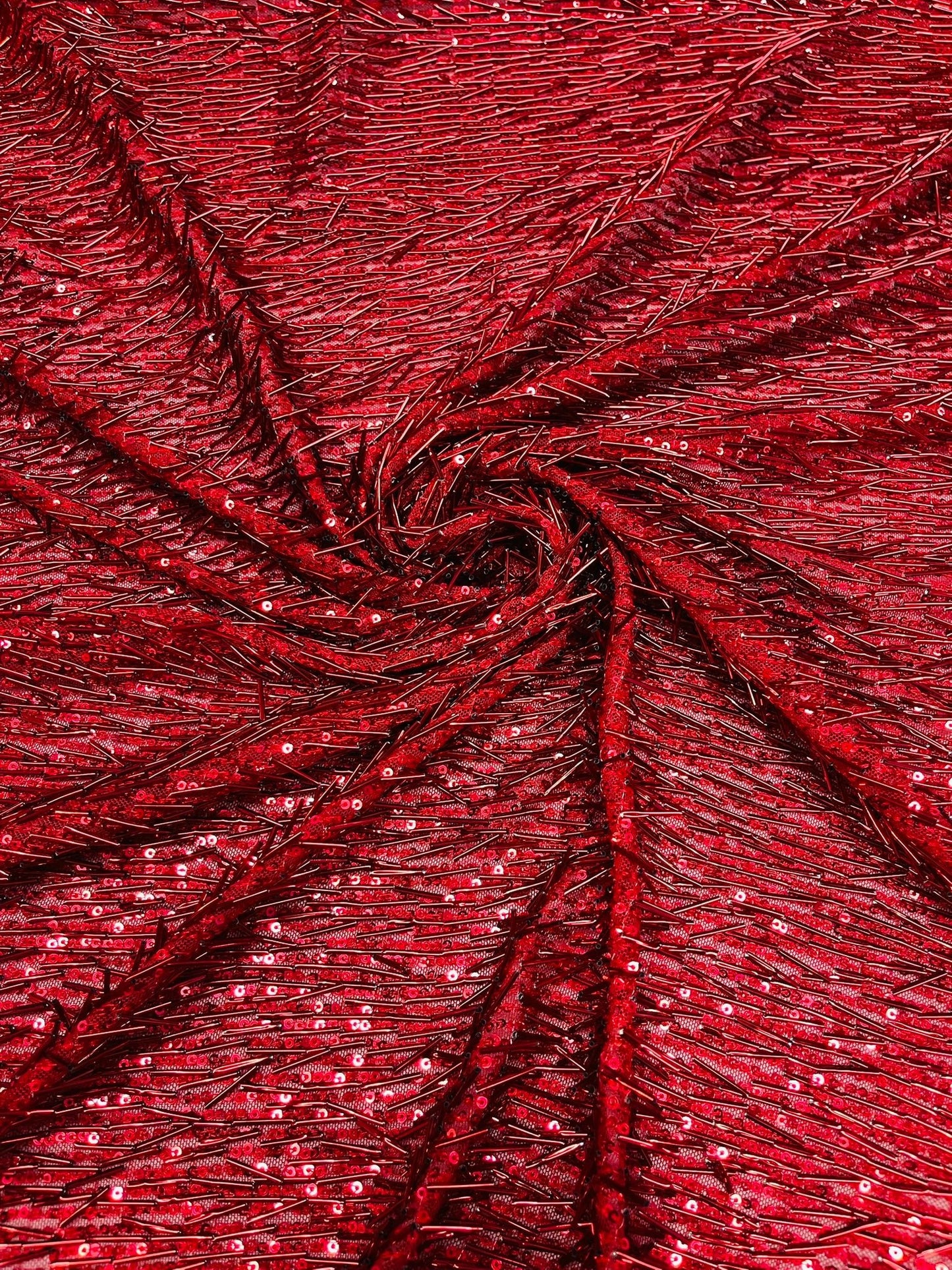 Vegas Beaded Sequin Stretch Mesh Fabric (By The Yard) - New Creations Fabric & Foam Inc