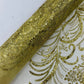Vine Glitter Design On A Mesh Lace Fabric/Prom - New Creations Fabric & Foam Inc