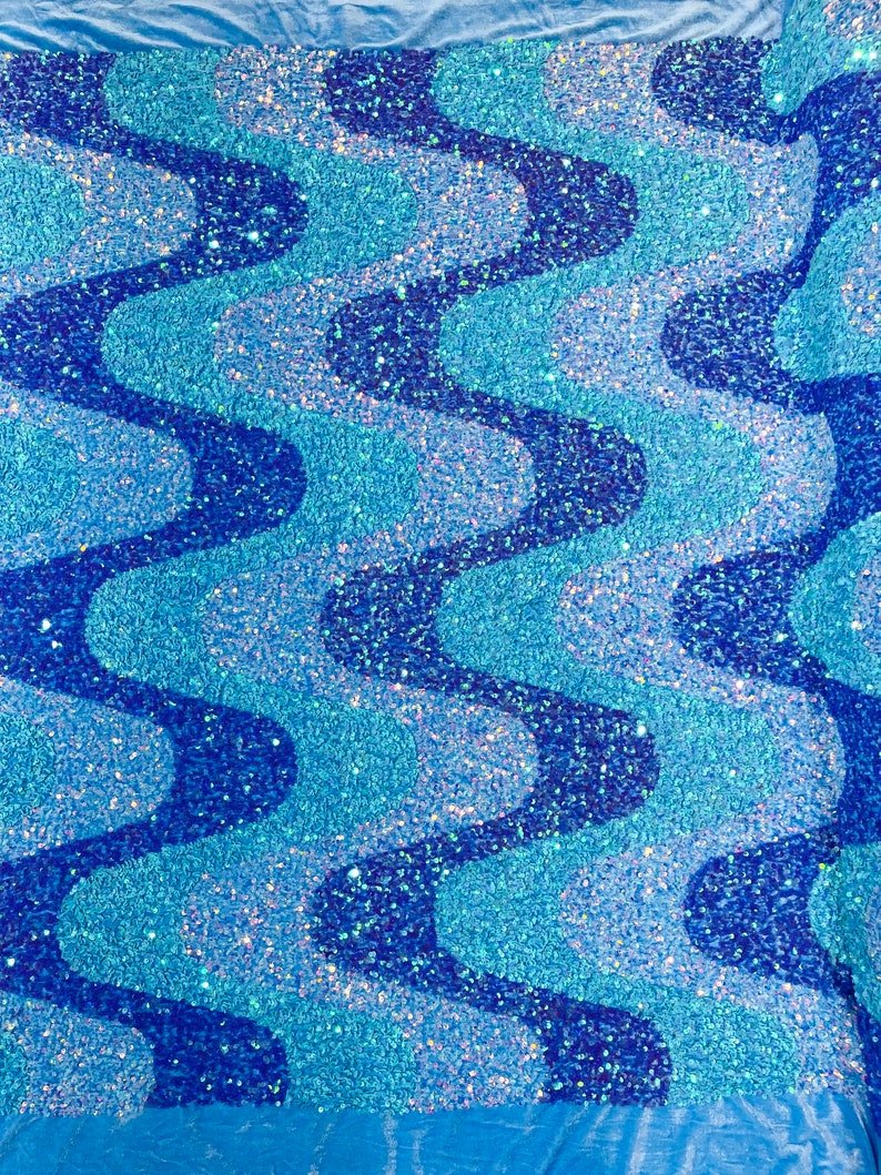 Wave Sequin Stretch Velvet 54" Wide| New Creations Fabric & Foam Inc. - New Creations Fabric & Foam Inc