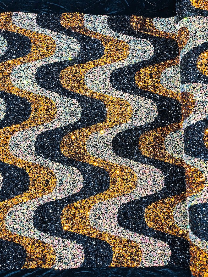 Wave Sequin Stretch Velvet 54" Wide| New Creations Fabric & Foam Inc. - New Creations Fabric & Foam Inc