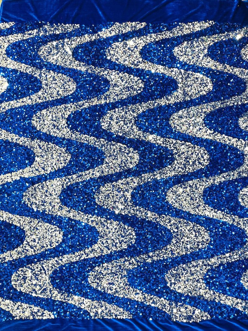 Wave Sequin Stretch Velvet 54" Wide| New Creations Fabric & Foam Inc. - New Creations Fabric & Foam Inc