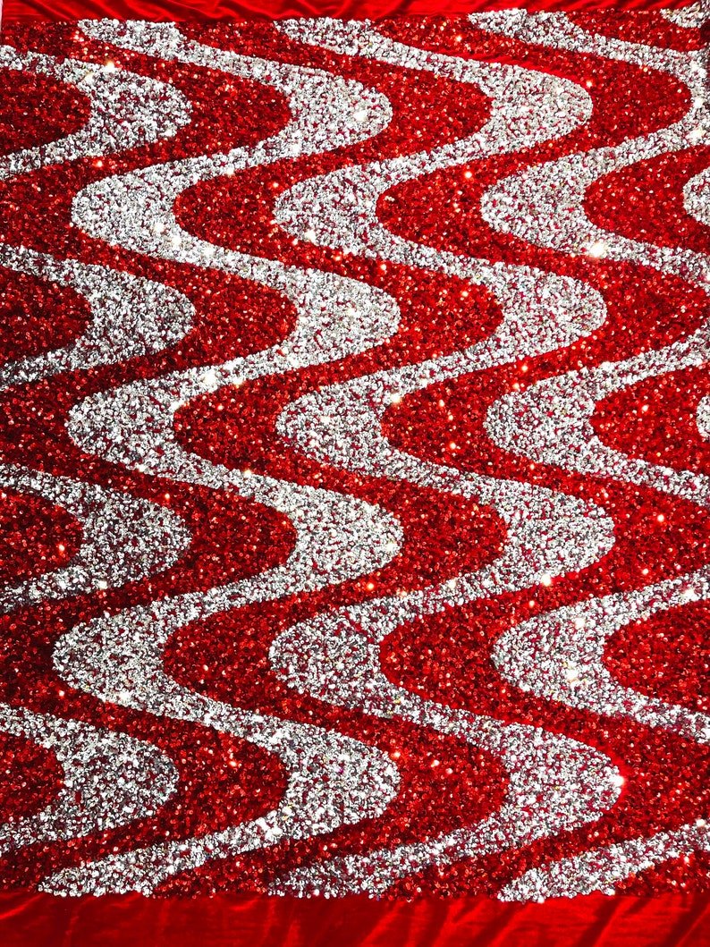 Wave Sequin Stretch Velvet 54" Wide| New Creations Fabric & Foam Inc. - New Creations Fabric & Foam Inc