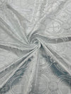 White/Silver - SQUARE METALLIC CROSS JACQUARD SATIN - New Creations Fabric & Foam Inc