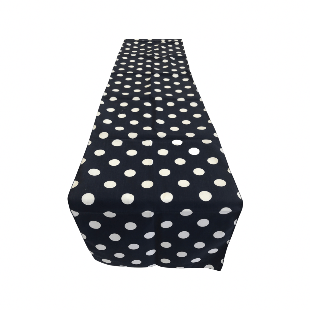 12" Wide x 108" Long, Polka Dot Print Broadcloth Poly Cotton Table Runner - New Creations Fabric & Foam Inc