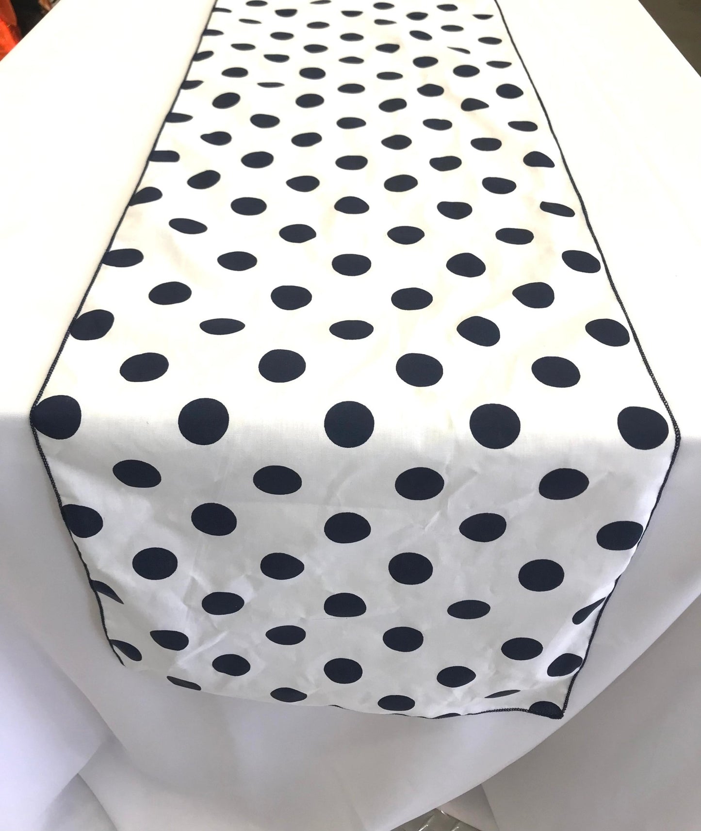 12" Wide x 108" Long, Polka Dot Print Broadcloth Poly Cotton Table Runner - New Creations Fabric & Foam Inc