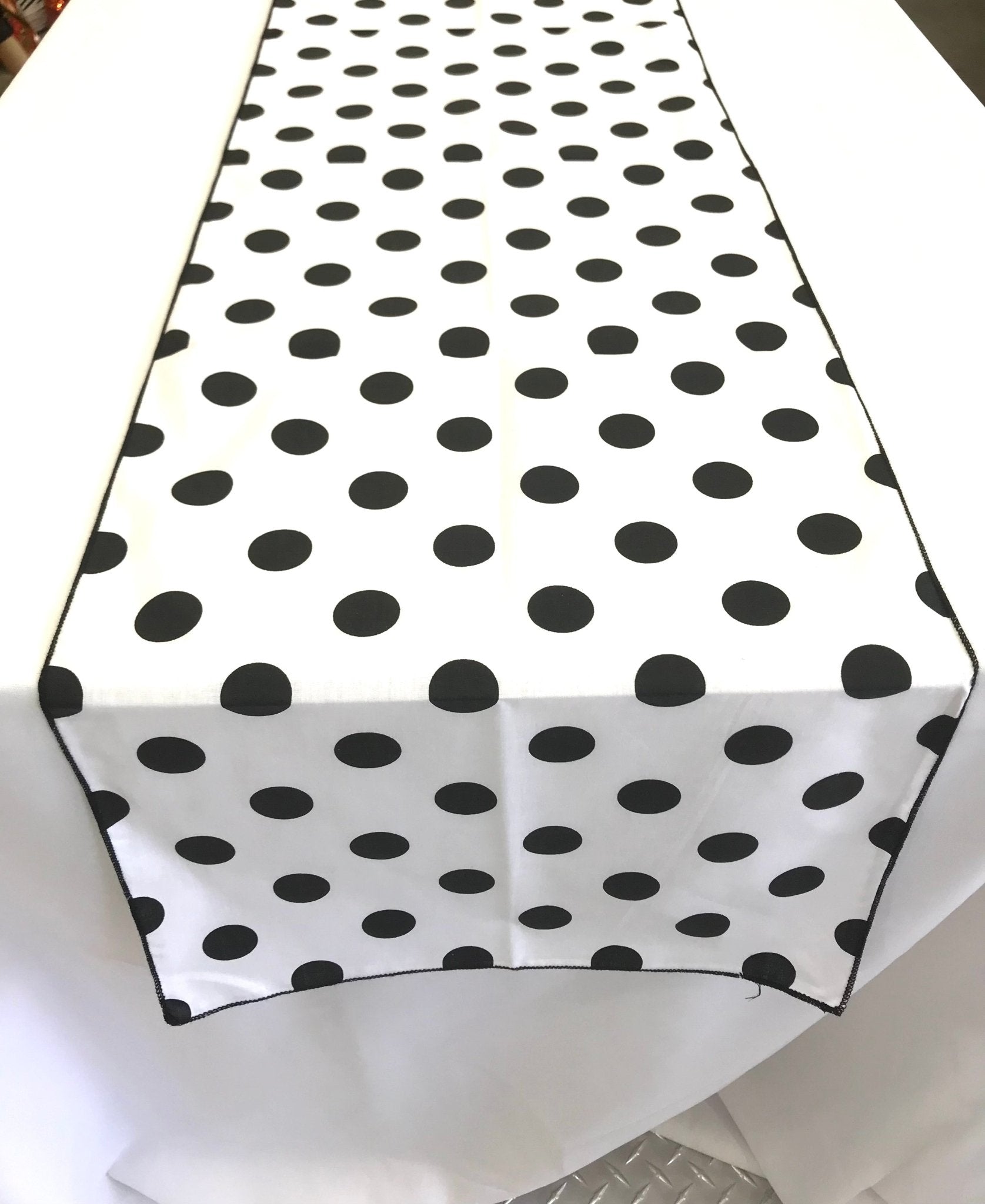 12" Wide x 108" Long, Polka Dot Print Broadcloth Poly Cotton Table Runner - New Creations Fabric & Foam Inc