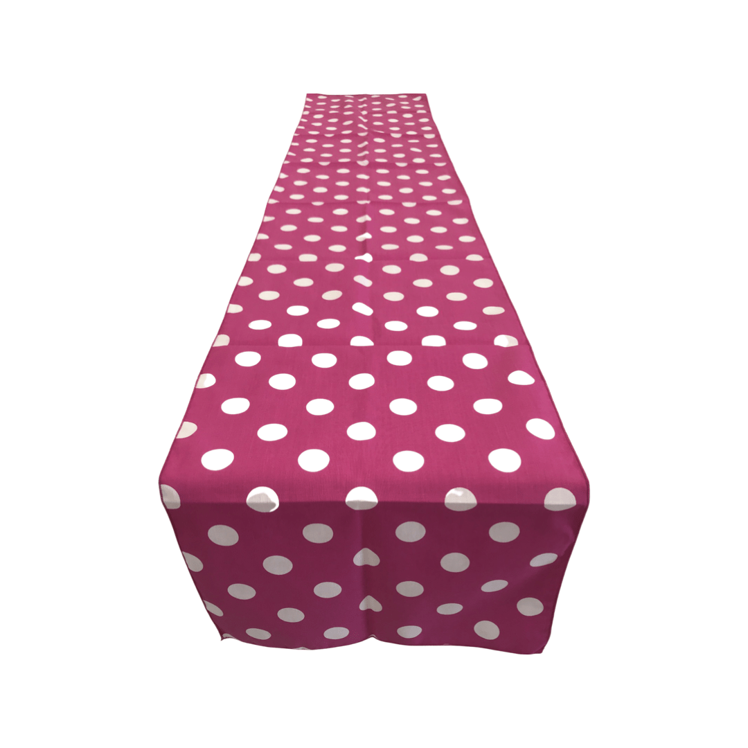 12" Wide x 108" Long, Polka Dot Print Broadcloth Poly Cotton Table Runner - New Creations Fabric & Foam Inc