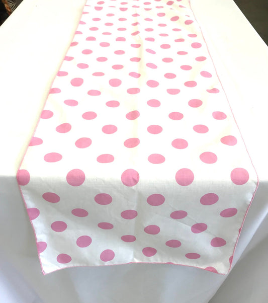 12" Wide x 120" Long, Polka Dot Print Broadcloth Poly Cotton Table Runner - New Creations Fabric & Foam Inc