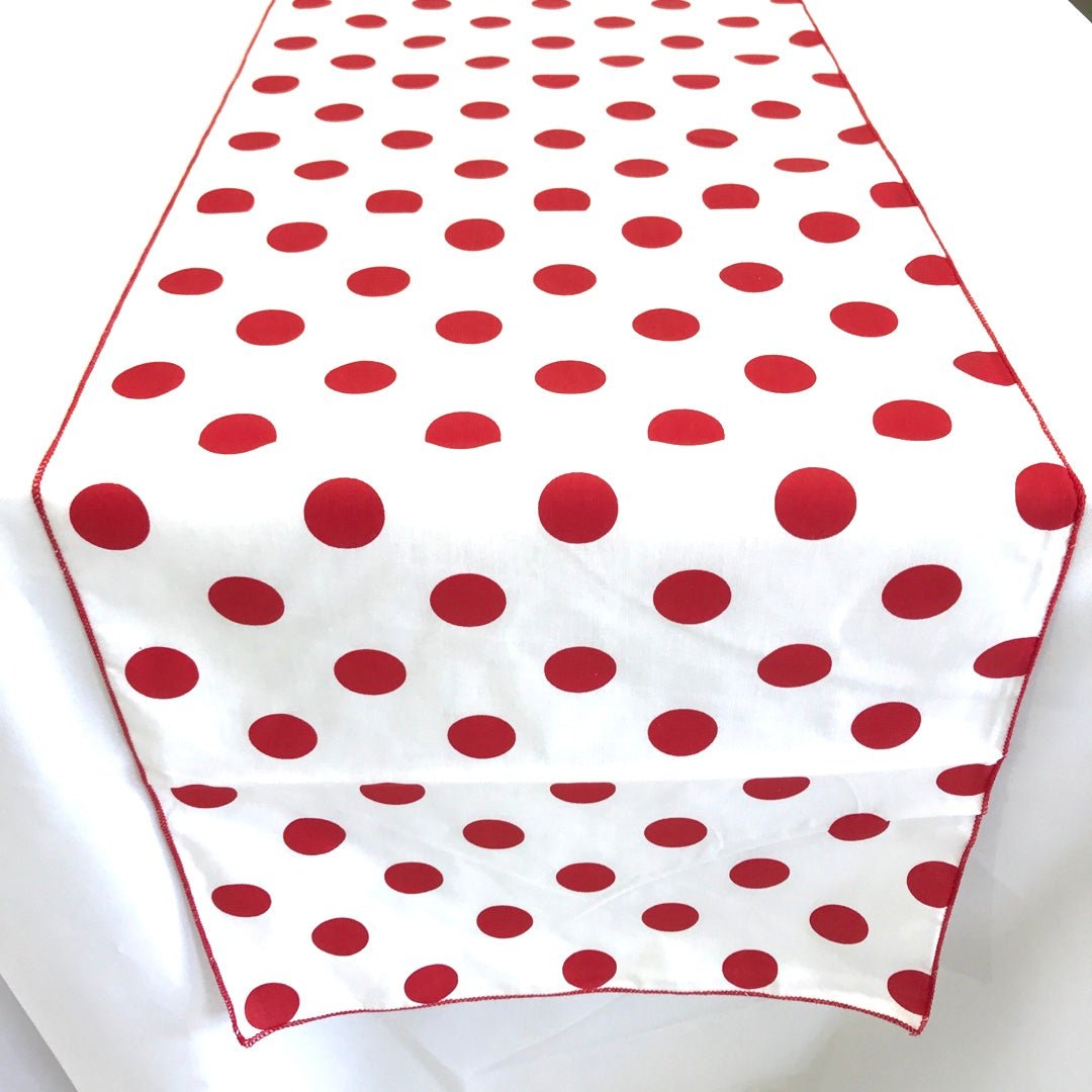 12" Wide x 72" Long, Polka Dot Print Broadcloth Poly Cotton Table Runner - New Creations Fabric & Foam Inc