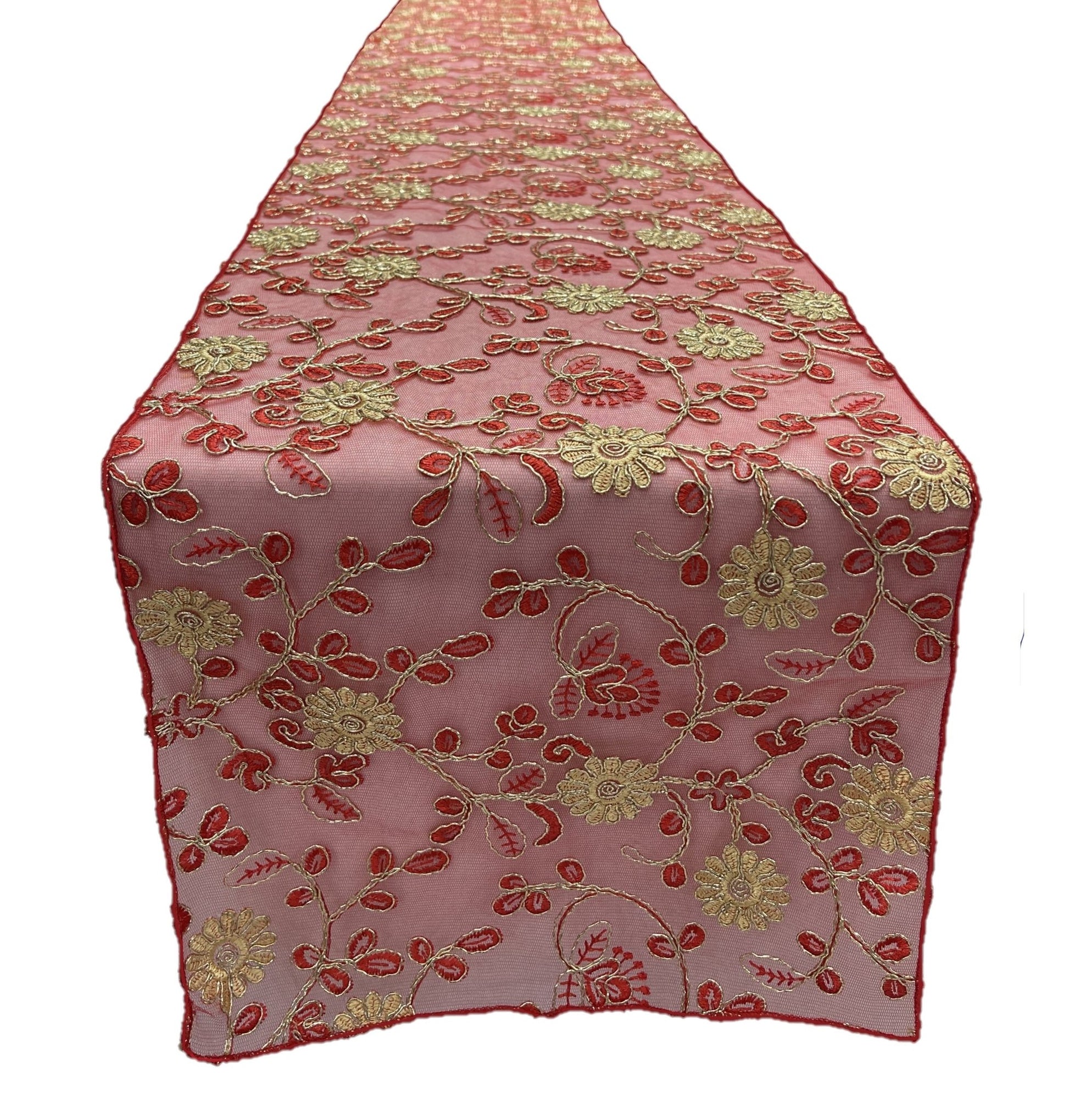 12" Wide x 90" Long Metallic Embroidery Lace Table Runner Wedding Decoration - New Creations Fabric & Foam Inc