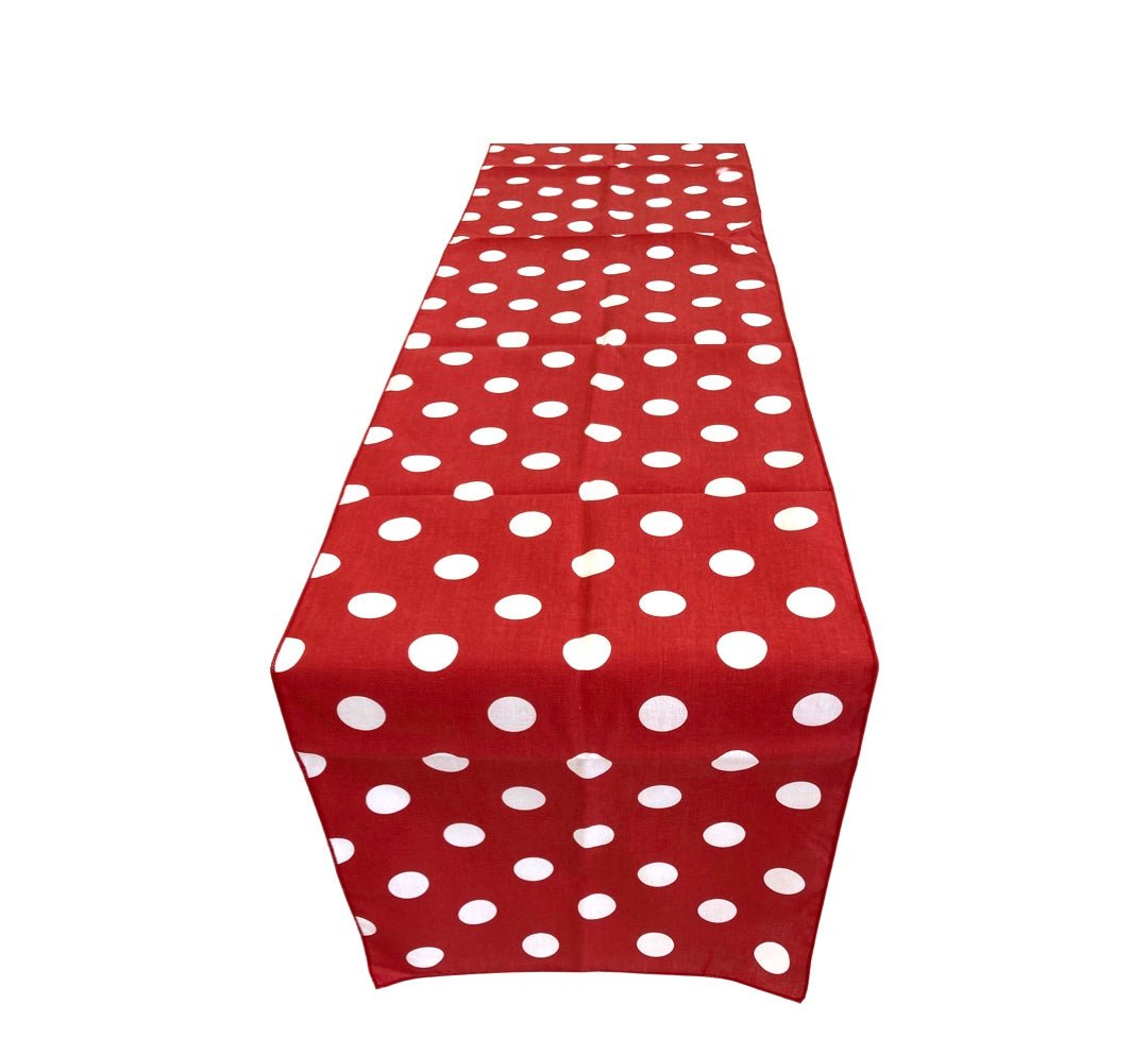12" Wide x 90" Long, Polka Dot Print Broadcloth Poly Cotton Table Runner - New Creations Fabric & Foam Inc