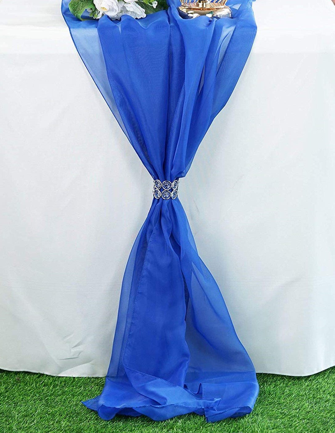 14" Wide Extra Long, Chiffon Wedding Table Runner - New Creations Fabric & Foam Inc