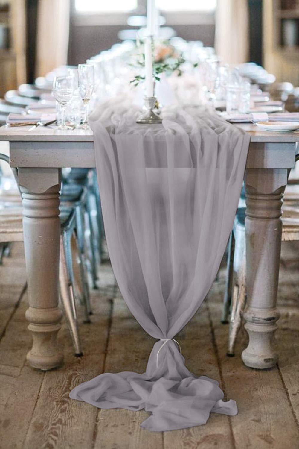 18" Wide Extra Long, Chiffon Wedding Table Runner - New Creations Fabric & Foam Inc