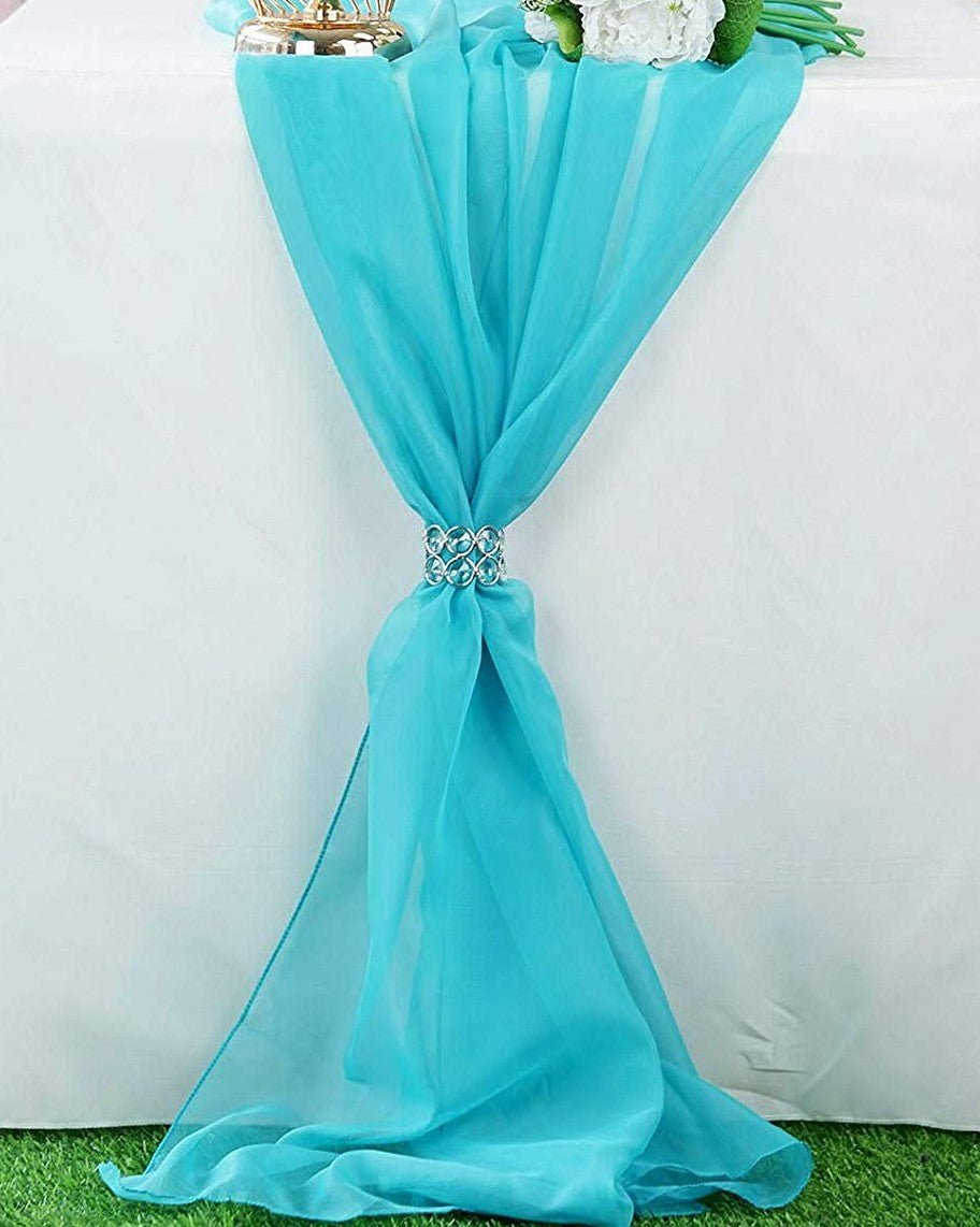 18" Wide Extra Long, Chiffon Wedding Table Runner - New Creations Fabric & Foam Inc