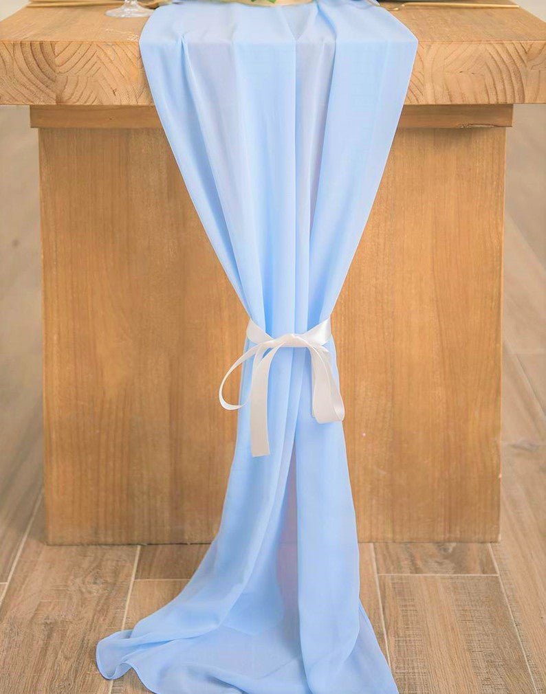 18" Wide Extra Long, Chiffon Wedding Table Runner - New Creations Fabric & Foam Inc