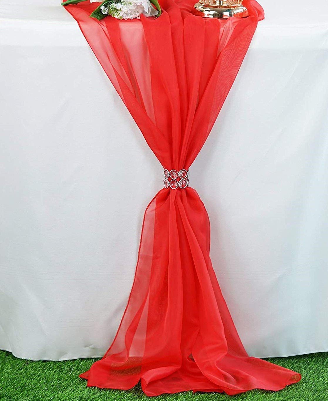 18" Wide Extra Long, Chiffon Wedding Table Runner - New Creations Fabric & Foam Inc