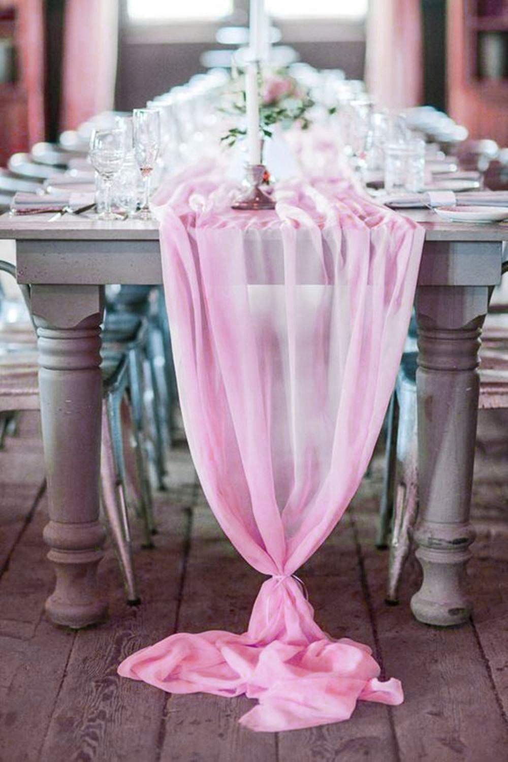 18" Wide Extra Long, Chiffon Wedding Table Runner - New Creations Fabric & Foam Inc