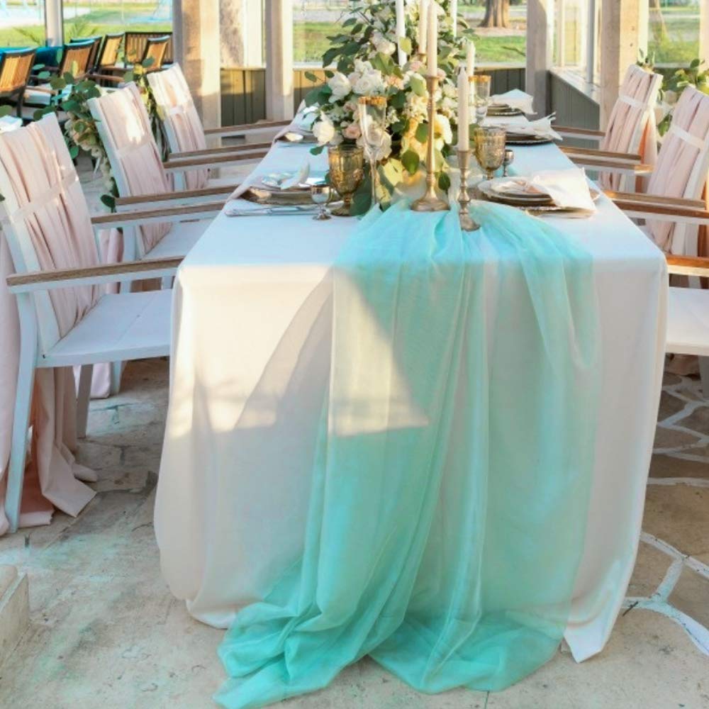 18" Wide Extra Long, Chiffon Wedding Table Runner - New Creations Fabric & Foam Inc