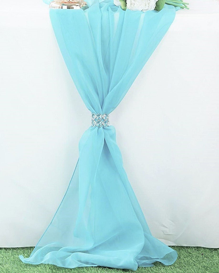18" Wide Extra Long, Chiffon Wedding Table Runner - New Creations Fabric & Foam Inc