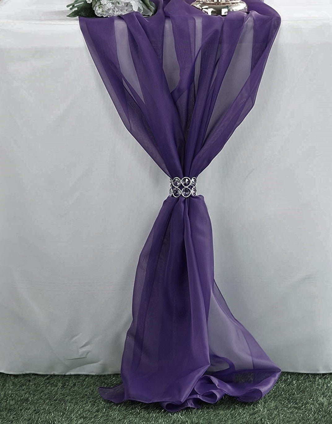 27" Wide Extra Long, Chiffon Wedding Table Runner - New Creations Fabric & Foam Inc