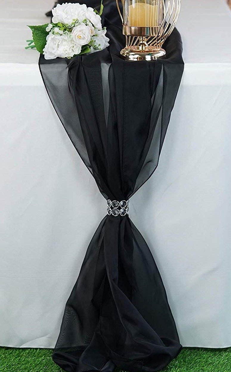 27" Wide Extra Long, Chiffon Wedding Table Runner - New Creations Fabric & Foam Inc