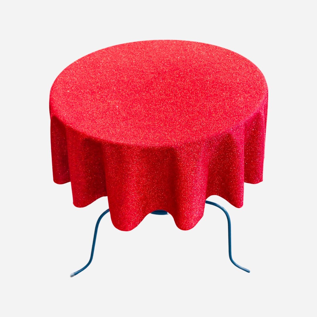 36" ROUND FULL COVERED GLITTER SHIMMER TABLECLOTH - New Creations Fabric & Foam Inc
