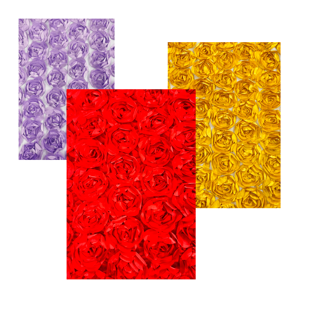 3D ROSETTE SATIN ON MESH FABRIC (by the yard) - New Creations Fabric & Foam Inc
