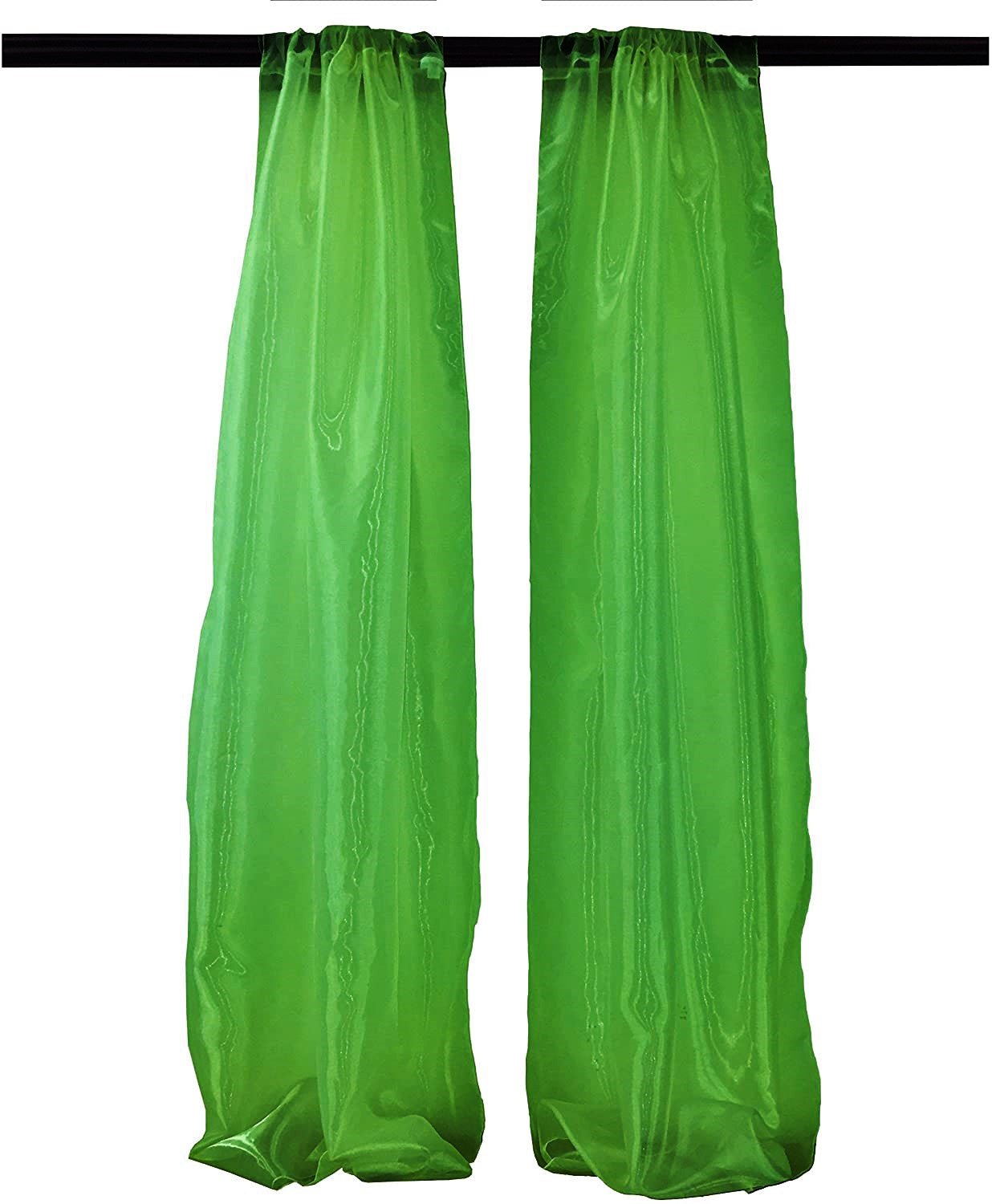 4.5 Feet Wide x 9 Feet High, Polyester Sheer Mirror Organza Backdrop Drape, Curtain Panels, Room Divider, 1 Pair. - New Creations Fabric & Foam Inc