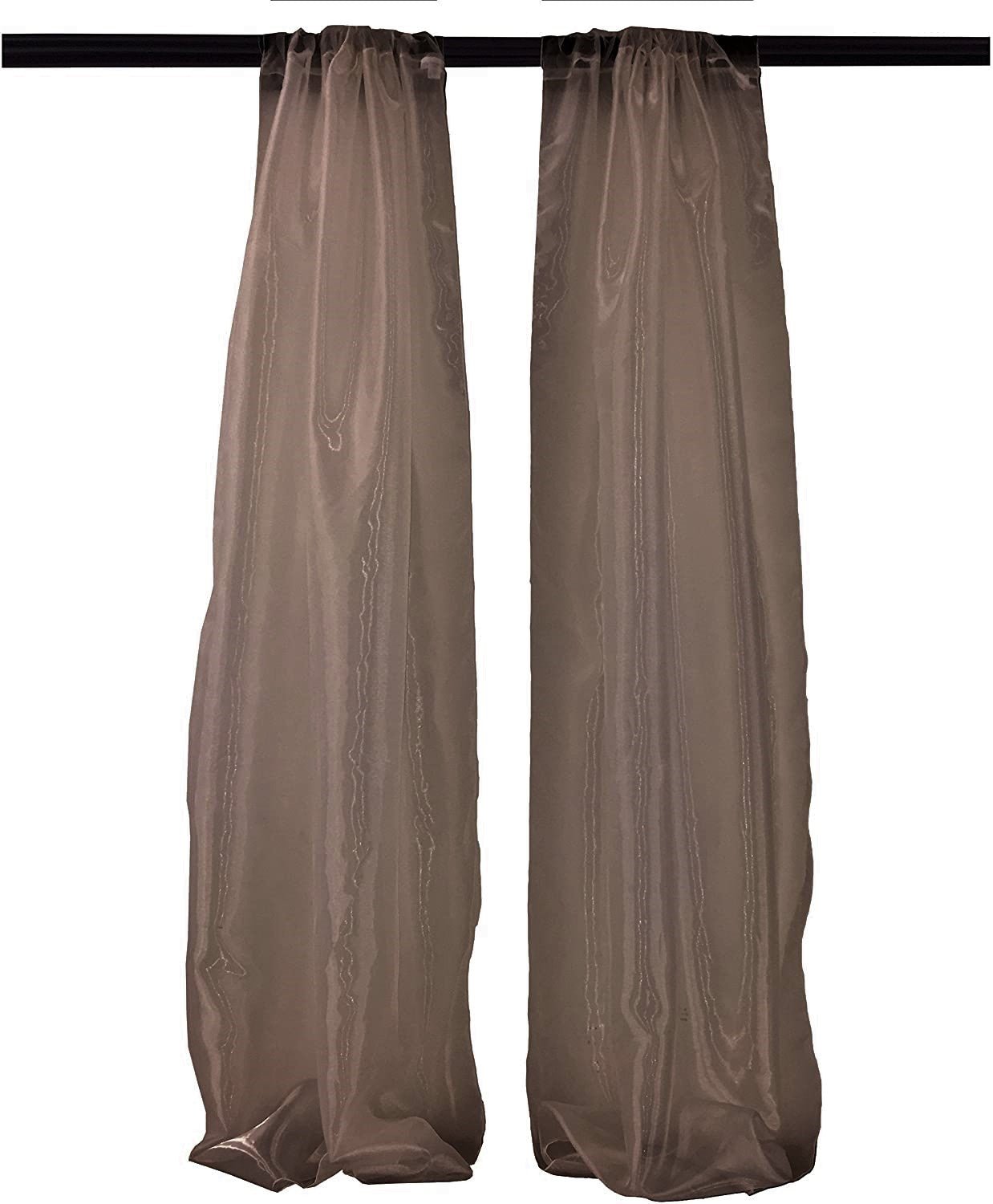 4.5 Feet Wide x 9 Feet High, Polyester Sheer Mirror Organza Backdrop Drape, Curtain Panels, Room Divider, 1 Pair. - New Creations Fabric & Foam Inc