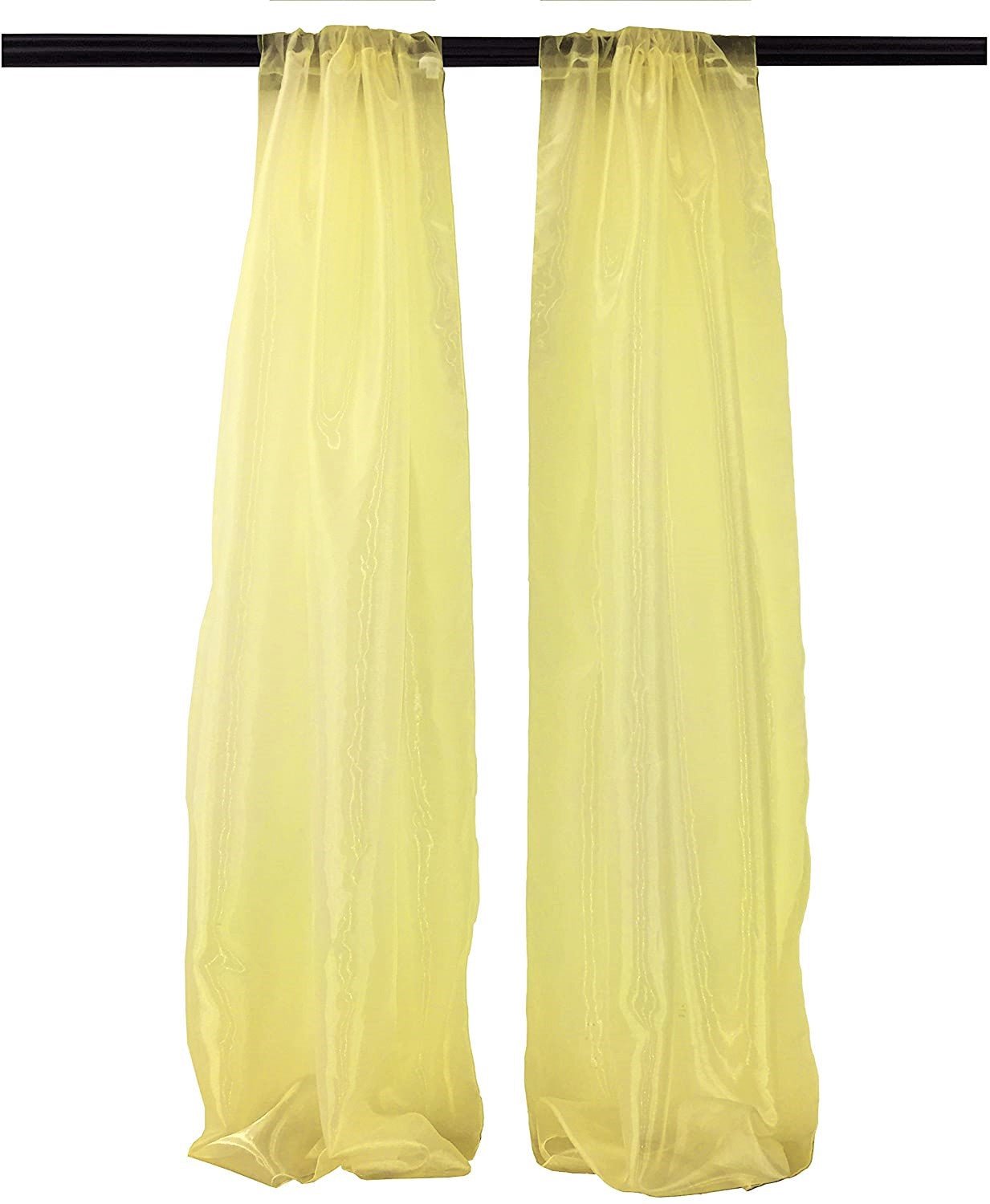 4.5 Feet Wide x 9 Feet High, Polyester Sheer Mirror Organza Backdrop Drape, Curtain Panels, Room Divider, 1 Pair. - New Creations Fabric & Foam Inc