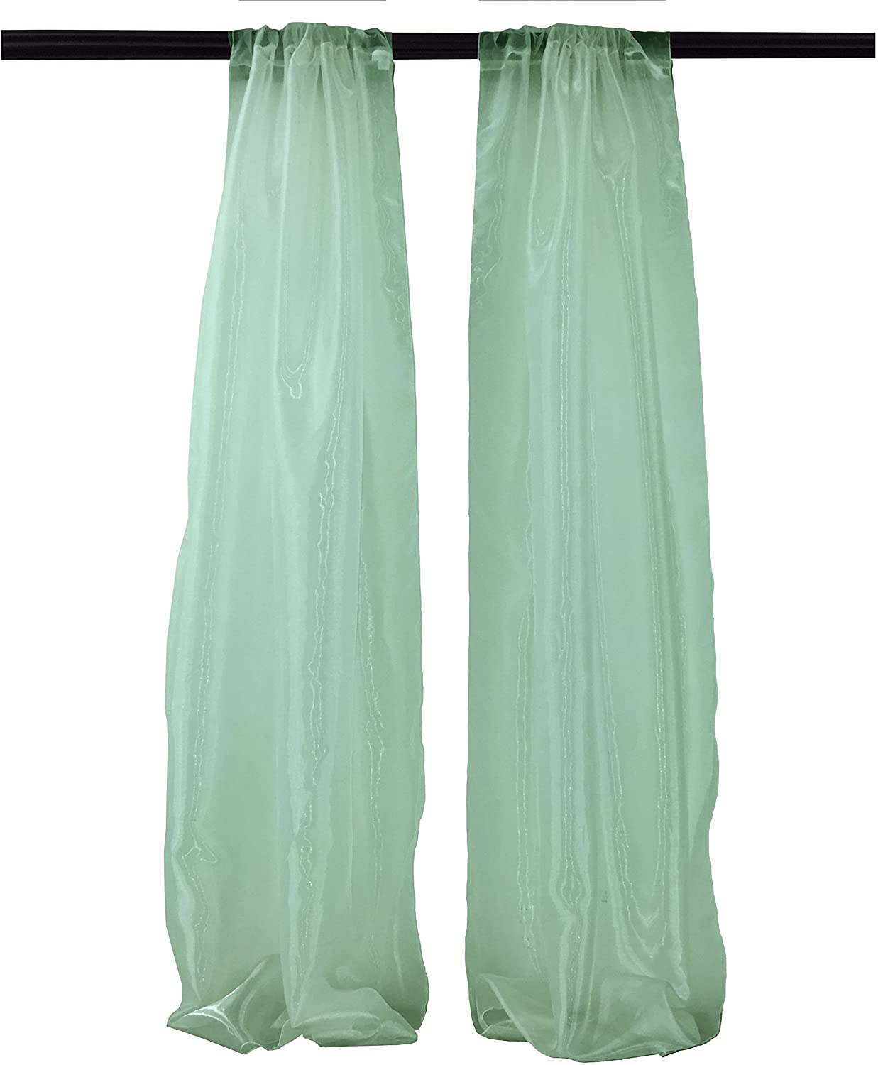 4.5 Feet Wide x 9 Feet High, Polyester Sheer Mirror Organza Backdrop Drape, Curtain Panels, Room Divider, 1 Pair. - New Creations Fabric & Foam Inc