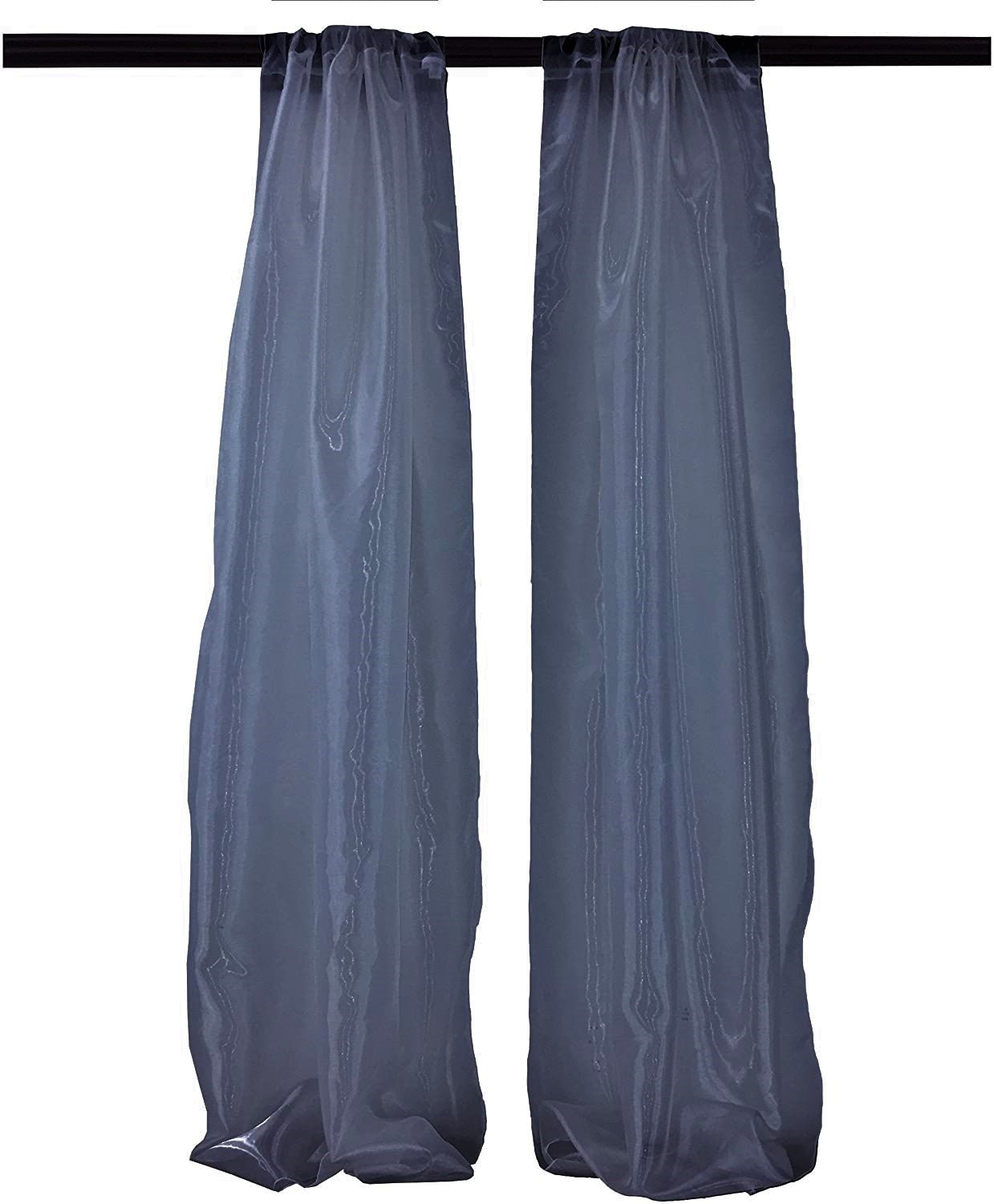 4.5 Feet Wide x 9 Feet High, Polyester Sheer Mirror Organza Backdrop Drape, Curtain Panels, Room Divider, 1 Pair. - New Creations Fabric & Foam Inc